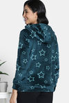 Zivame Knit Poly Velour Jacket - Dark Sea — thumbnail 4